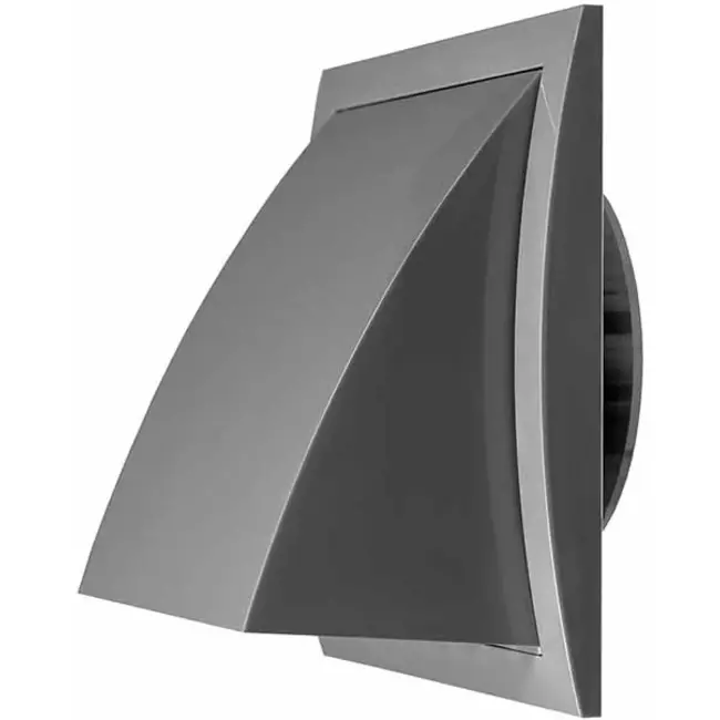 Facade grill with non-return valve 150x150 mm diameter 100 mm grey - ND10FVP