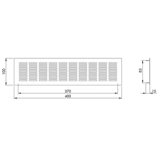 Skirting diffuser aluminium - white L=400mm x H=100mm -RA1040