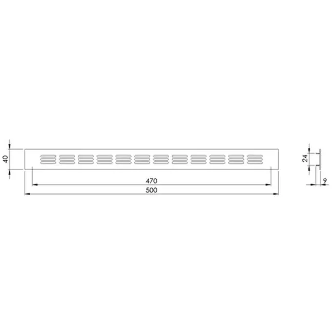 Skirting diffuser aluminium - silver L=500mm x H=40mm -RA450S