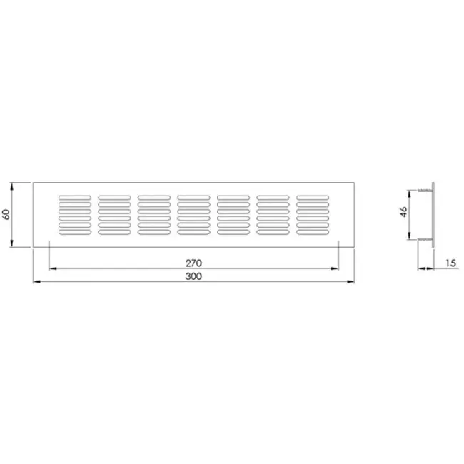 Skirting diffuser aluminium - silver L=300mm x H=60mm -RA630S