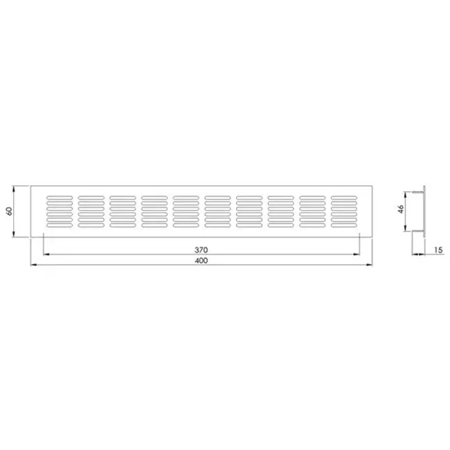 Skirting diffuser aluminium - black L=400mm x H=60mm -RA640B