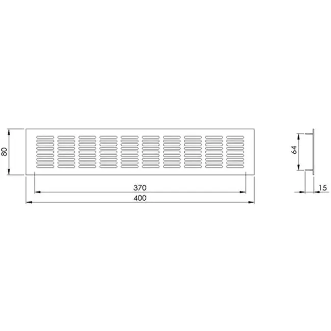 Skirting diffuser aluminium - black L=400mm x H=80mm -RA840B
