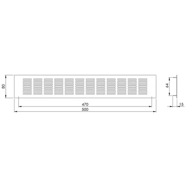 Skirting diffuser aluminium - black  L=500mm x H=80mm -RA850B