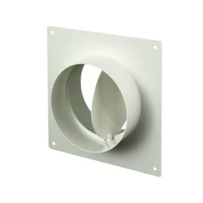 Round plastic wall plate with back draught shutter diameter: 125mm - AFV125