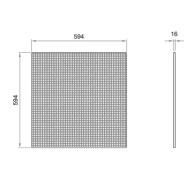Perforated ceiling panel 600x600 mm for insertion into suspended ceilings - RAL9010
