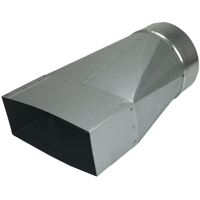 Reduction piece 220x80 mm to diameter 125 mm for flue pipe