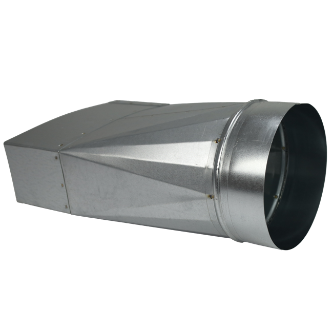 Reduction piece 220x80 mm to diameter 125 mm for flue pipe