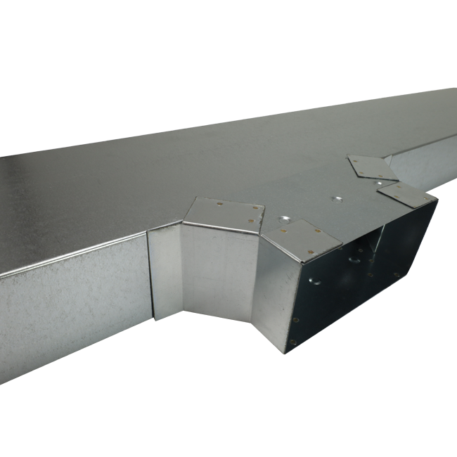 Side connection 220x80 mm for rectangular galvanised flat duct