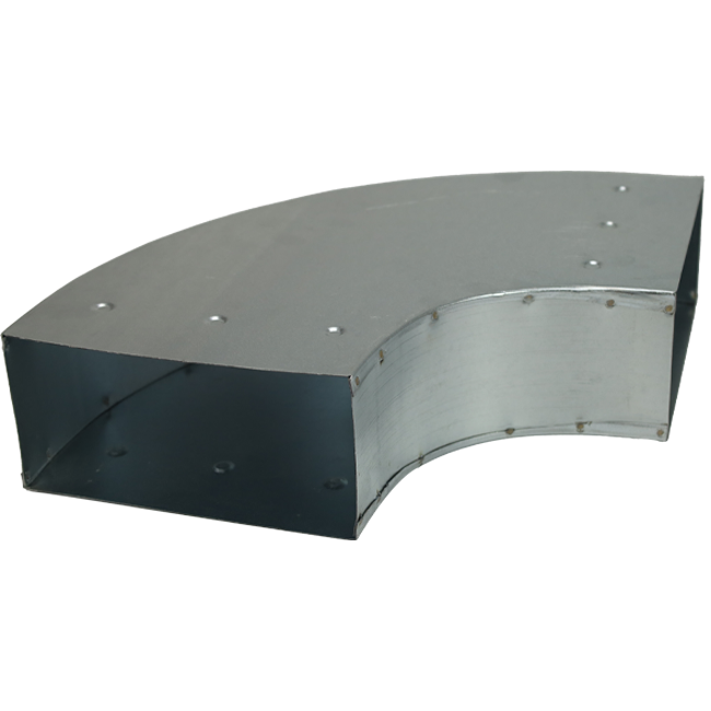 Galvanised flat duct elbow 90 degrees 300x80 horizontal