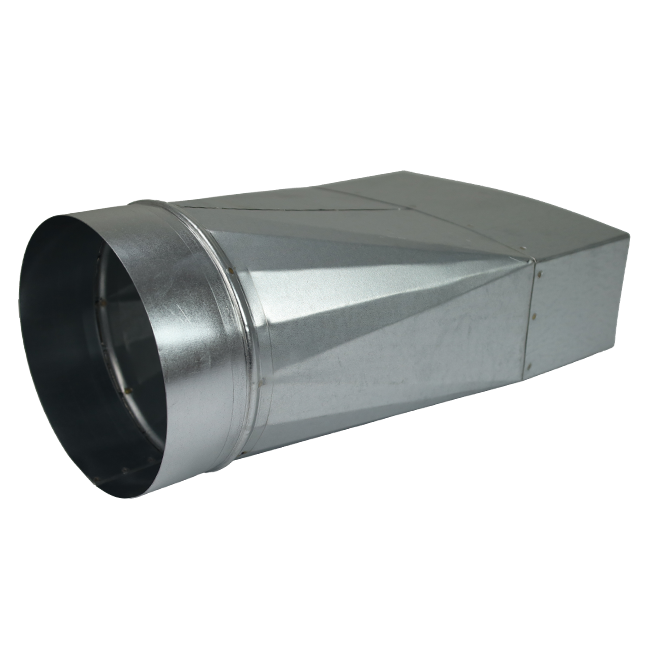 Transition piece 220x80 mm to diameter 150 mm for flue pipe