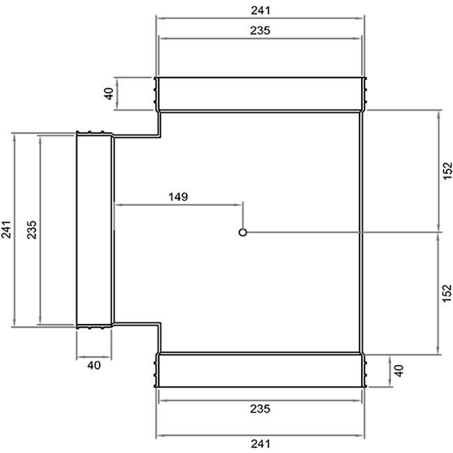 Wavin Ventiza T-piece 90 degrees PVC oval 235x80 mm M/M/M
