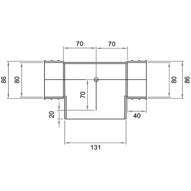 Wavin Ventiza T-piece PVC oval 195x80x50 with diameter 125 mm M/M/M