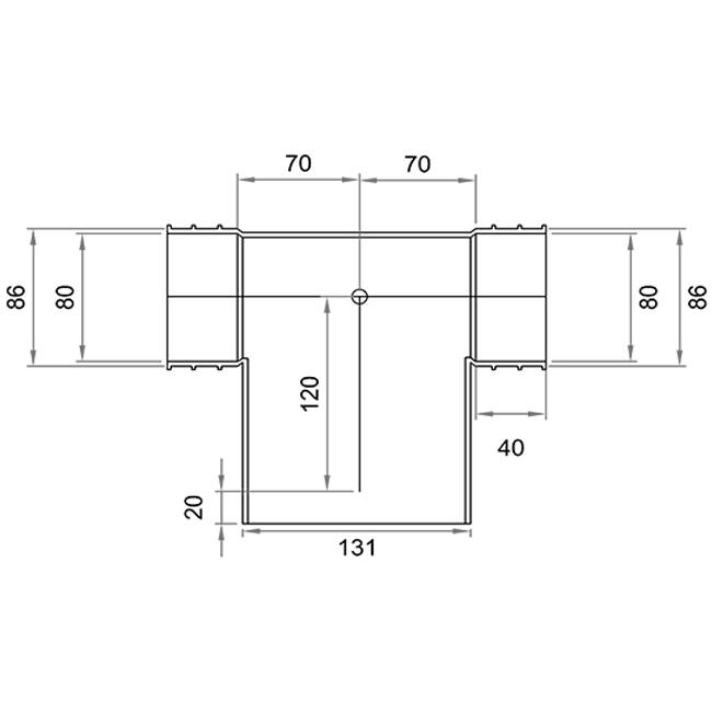 Wavin Ventiza PVC T-piece oval 195x80x100 mm - with diameter 125 mm M/M/M