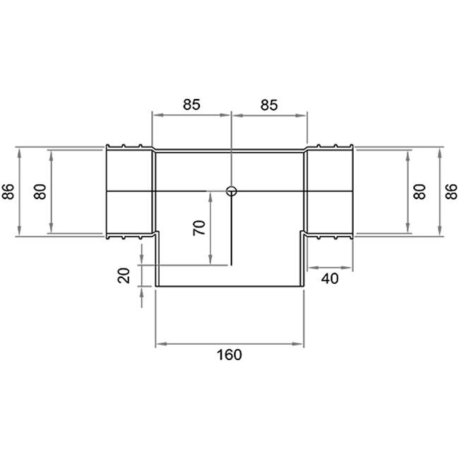 Wavin Ventiza PVC T-piece oval 195x80 mm with diameter 160 mm M/M/M