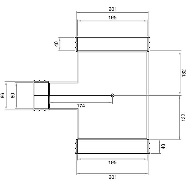 Wavin Ventiza PVC T-Piece Oval 195x80 mm M/M/M