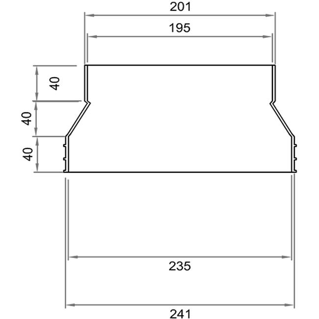 Wavin Ventiza Transition PVC Oval 235x80 mm to 195x80 mm M/M