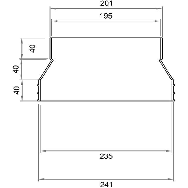Wavin Ventiza Transition PVC Oval 235x80 mm to 195x80 mm M/S