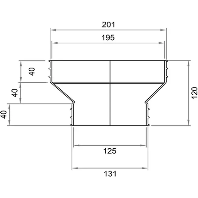 Wavin Ventiza Transition PVC Oval 195x80 mm to 125 mm M/M