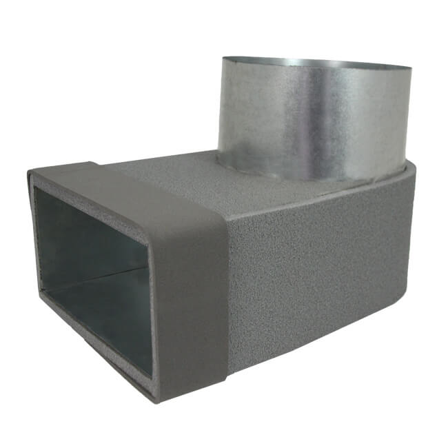 Thermoduct angled corner piece 220x80 mm to diameter 125 mm