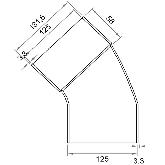 Wavin Ventiza 45 degrees PVC bend round with diameter 125 mm M/S