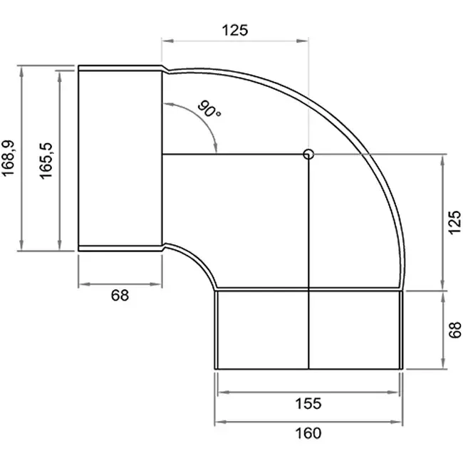 Wavin Ventiza 90 degrees PVC bend round 160 mm M/S