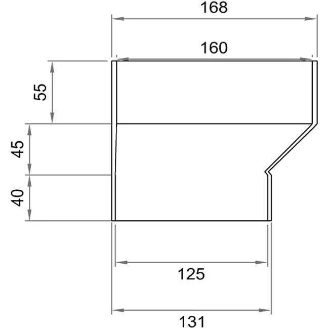 Wavin Ventiza PVC transition round 160 mm to 125 mm Eccentric S/M