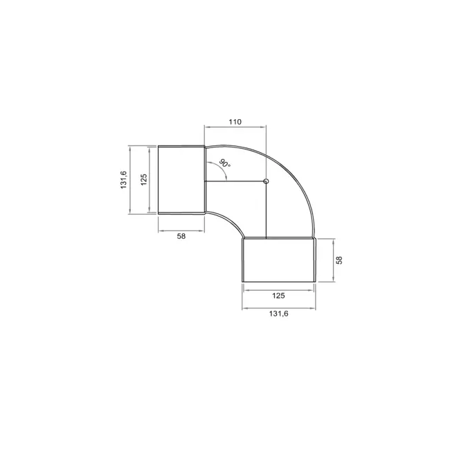 Wavin Ventiza 90 degrees PVC bend round 125 mm M/M