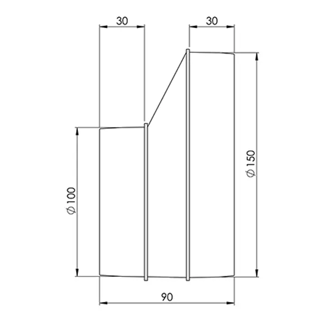 Europlast round plastic reducer 150 mm to 100 mm - AP150-100