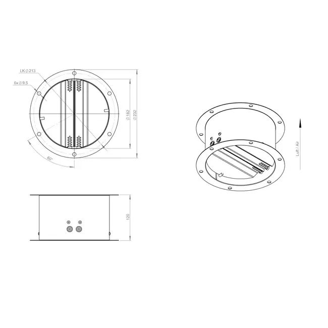 Self-closing roof shut-off flap galvanized sheet steel - DVK 180 10