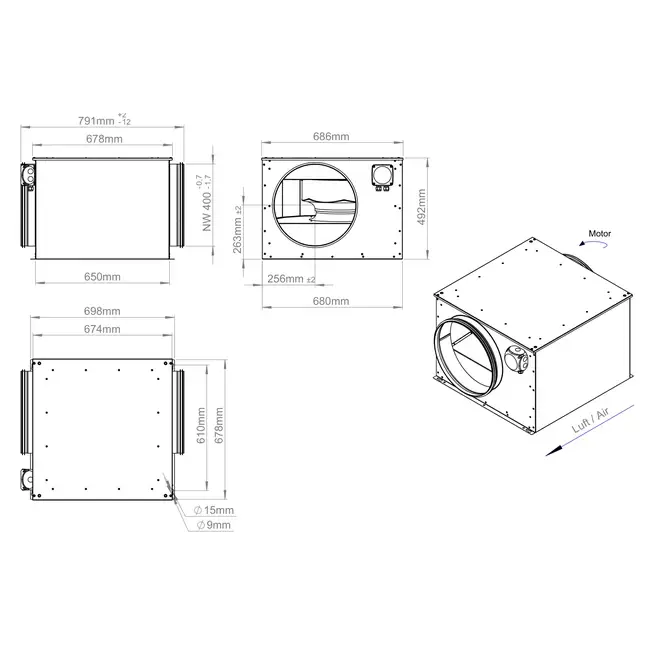 Tube fan 400mm insulated - ISOR 400 EC K 01