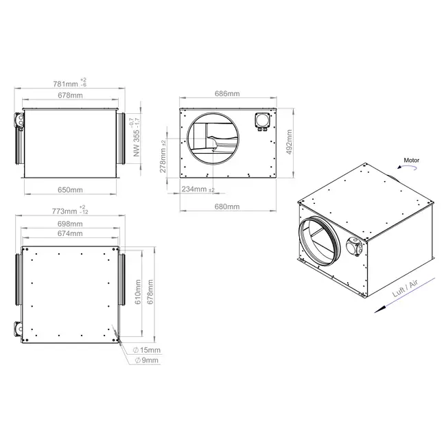 Tube fan 355mm insulated - ISOR 355 EC K 01