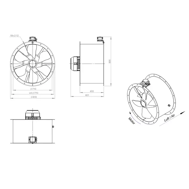 Axial 710 mm duct fan - AL 710 D4 01 CFG