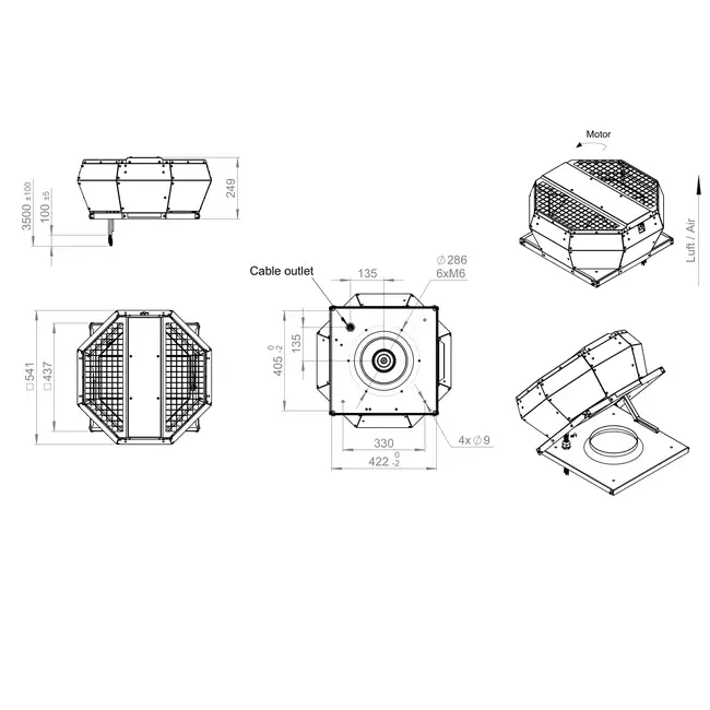 Vertical Roof Fan with Constant Pressure Control - DVA 280 EC O CRK 01