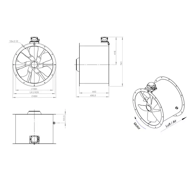 Axial 560 mm duct fan - AL 560 D4 04 CFG