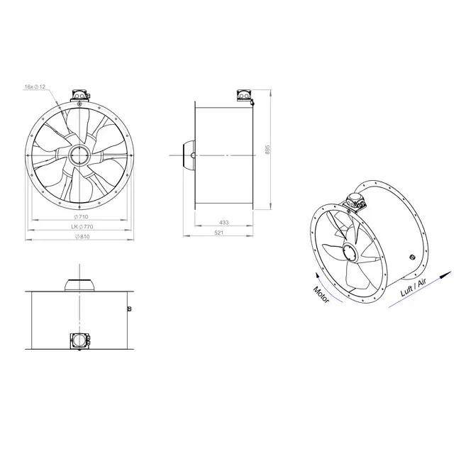 Axial 710 mm duct fan - AL 710 D4 02 CFG
