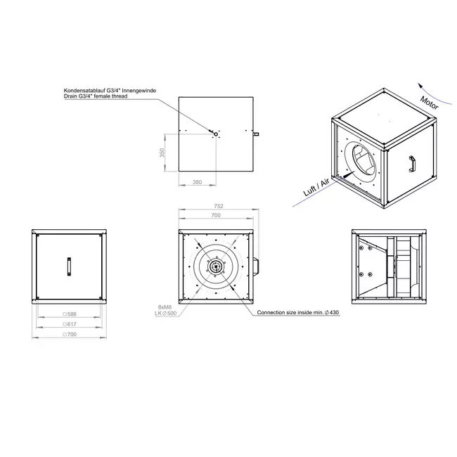 Box fan motor outside air flow - MPC T 500 EC K01