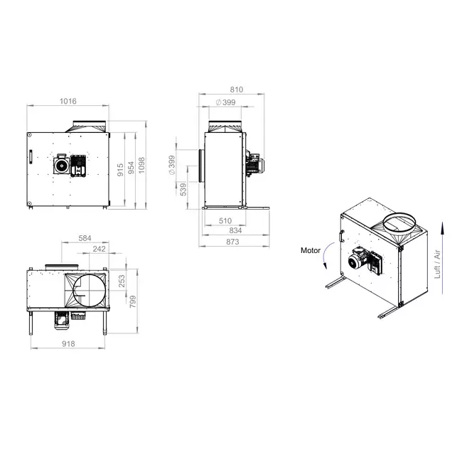 Box fan motor external air flow - MPS 500 EC I K 01