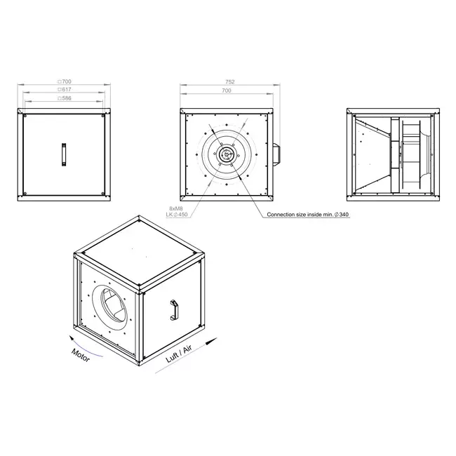 Box fan motor outside airflow - MPC T 450 D4 K01