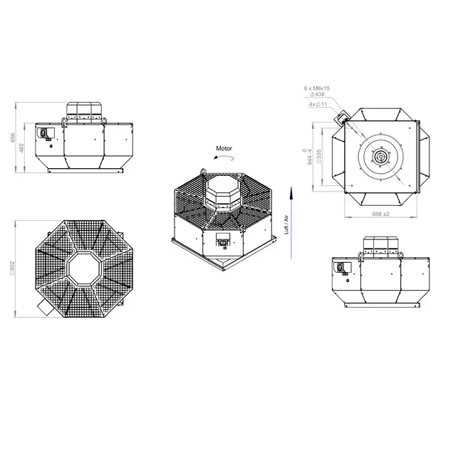 Roof fan vertical metal - DVL 500 D4 RK 02