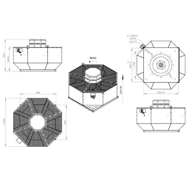 Roof fan vertical metal - DVL 710 D6 RK 01