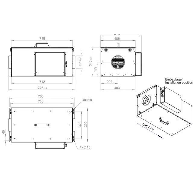 Supply unit with electric heating - FFH 150 EC EOJR 01