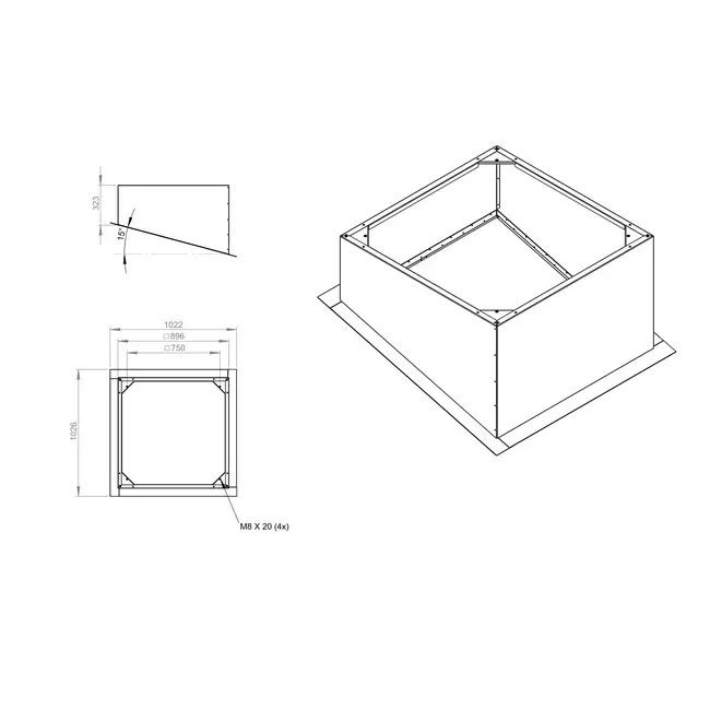 Sloping roof curb for DVN(I), DHA(P), DHN, DVA(P) 560,630 - DSF 560 16