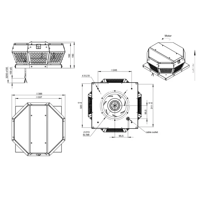 Roof fan horizontal metal - DHA 250 ECP 40