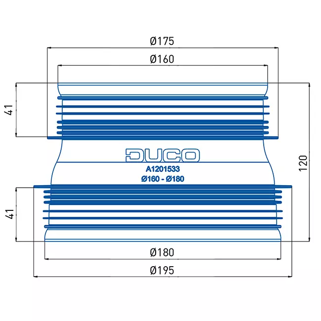 Duco Connector with Rubber D160-D180 (M/M)