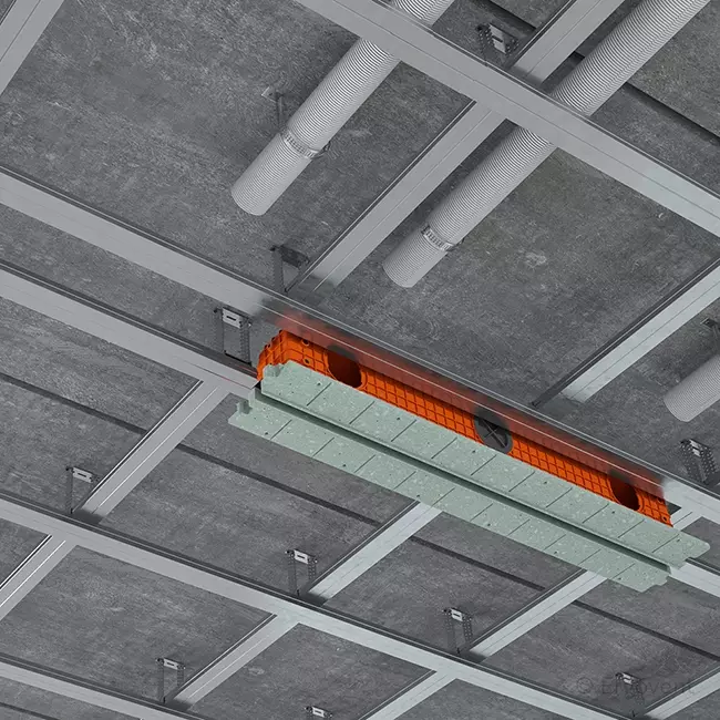 Ergovent plasterable frameless linear grille 1050 mm with connection diameter 90 mm - modular - 1 slot