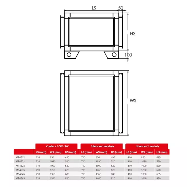 Maxivent silencer 600 mm for MR4521 horizontal - SL1