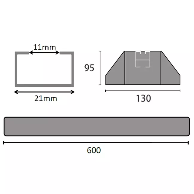 ClimaConnect mounting bar made of vibration-damping rubber 600 mm