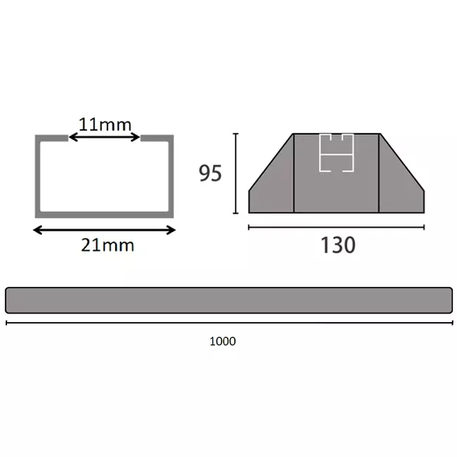 ClimaConnect mounting bar made of vibration-damping rubber 1000 mm
