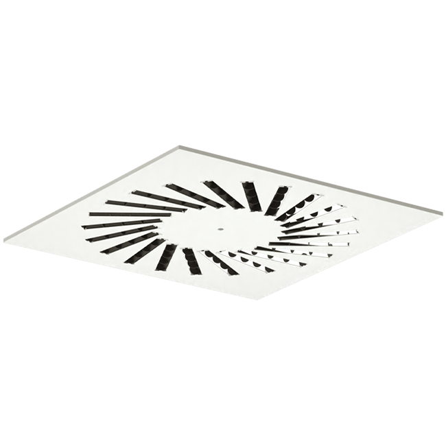 Swirl diffuser steel with adjustable deflectors - 500x500 mm - RAL 9010