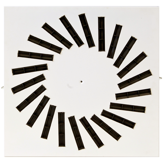 Swirl diffuser steel with adjustable deflectors - 500x500 mm - RAL 9010